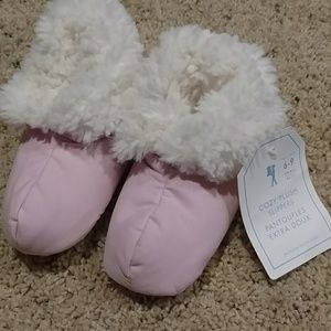 Pink plush slippers